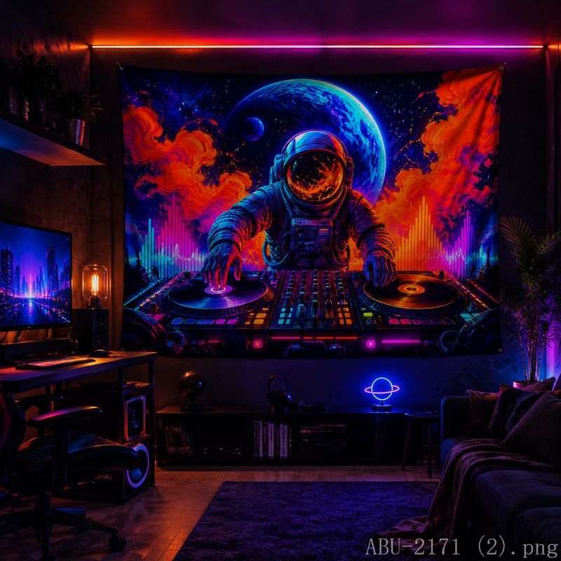Space Astronaut Disc Tapestry  - Esports Gaming Bar review and price